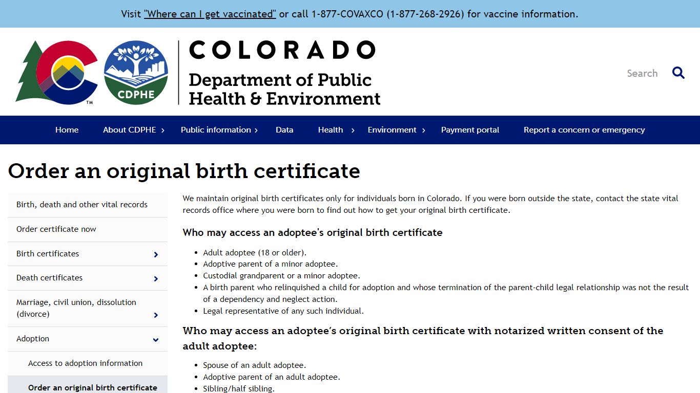 Order an original birth certificate - Colorado Department of Public ...